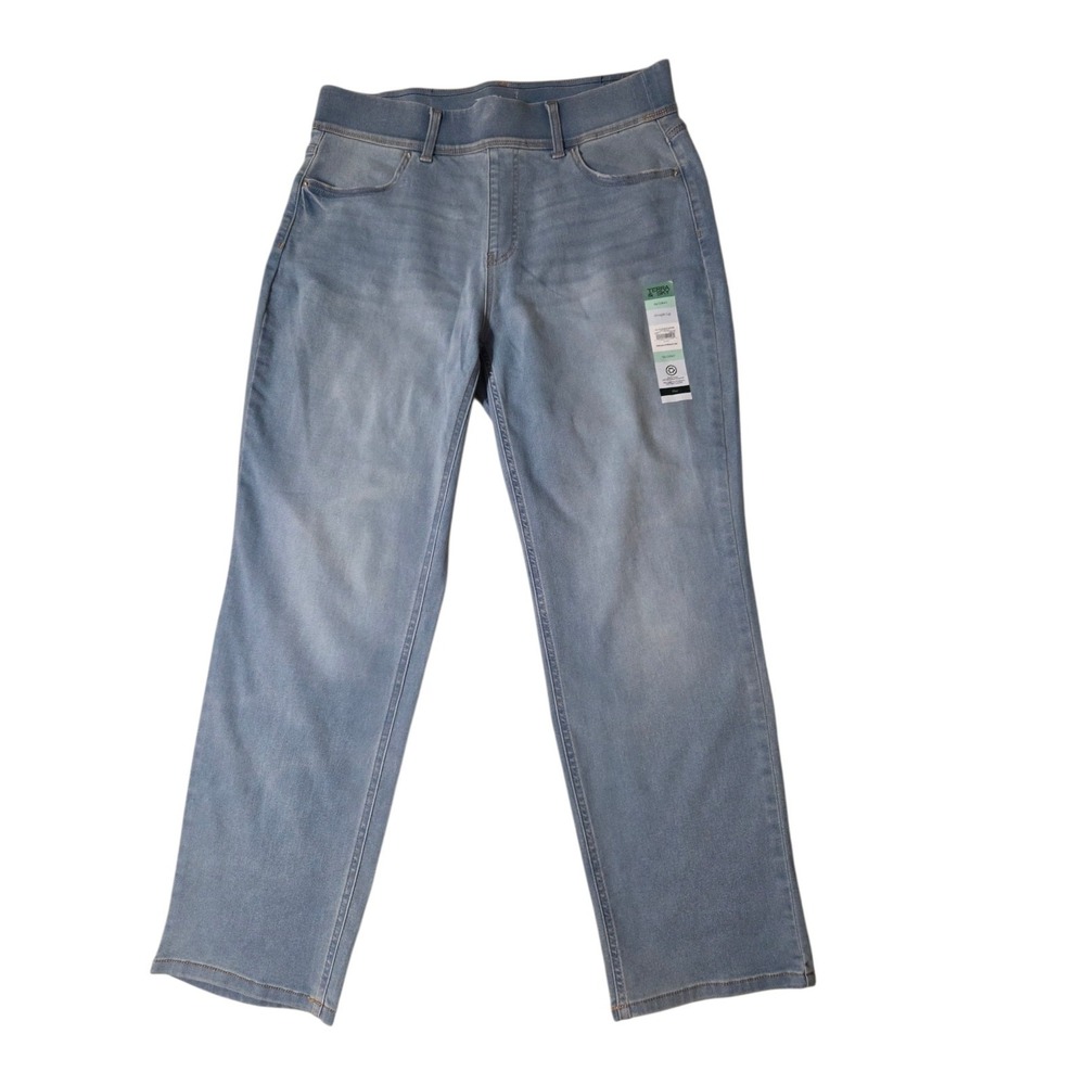 Terra & Sky Light Wash High Rise Straight Leg Pull On Jeans Slimming 0X 14W